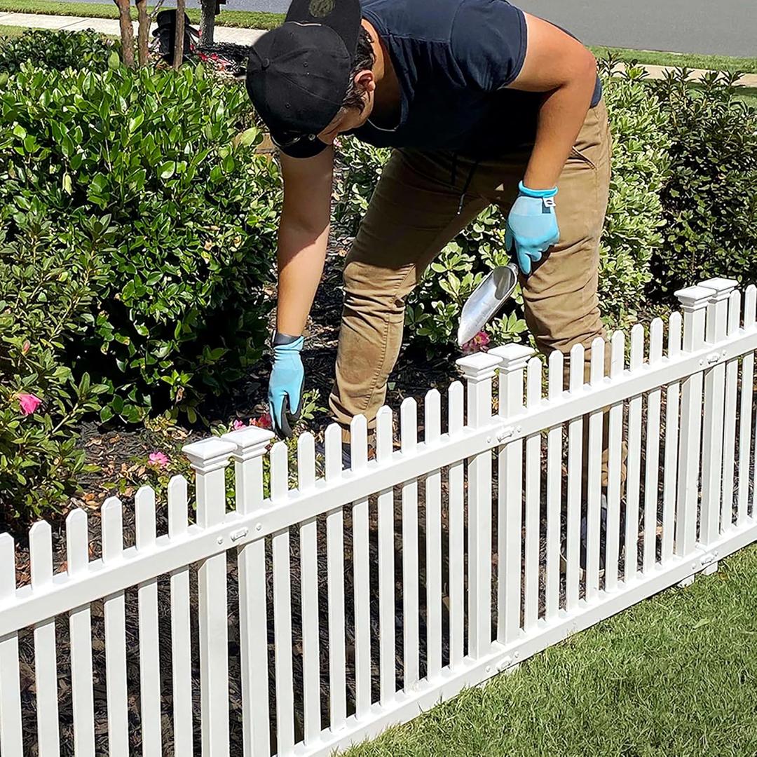 2ft H x 2ft W (3 Panels) No Dig Zippity Roger Rabbit Garden Fence Kit, White Vinyl Picket Fence Panels, Perfect Garden Fences and Borders for Dogs, Dog Fence Outdoor for Yard, ZP19056