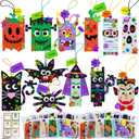 Winlyn 24 Sets Halloween Crafts Kits Fall Crafts DIY Craft Stick Halloween Ornaments Decorations Art Set Jack-O-Lantern Ghost Foam Stickers Arts and Crafts for Kids Classroom Activities Party Favors