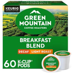 Green Mountain Coffee Roasters Breakfast Blend Decaf, 60ct, EXP: 5/10/28