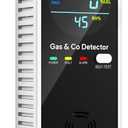 4 in 1 Upgraded Natural Gas Leak Detector and Carbon Monoxide Detectors, Dual Sensor Gas Leak Detector & Carbon Monoxide Detectors Plug in (Temperature & Humidity) for Home, RV (Black)