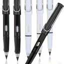 XIUSHE 6PCS Infinity Forever Pencils for Writing-0.7mm Infinite Everlasting Metal Inkless Pencils Set,Technology Magic Writing Pencil For School Office Professional Use (Black white,6)