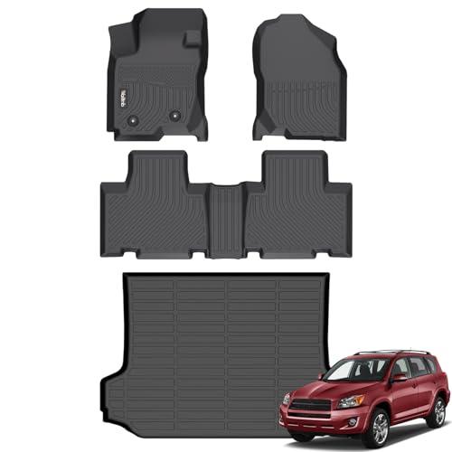 Wailtnb-Mats for Toyota RAV4 2006-2012 5 Seat Floor Mat Cargo Liner All Weather Floor Liner Car Mat for Toyota RAV4 Custom Fit Automotive Full Set Accessories