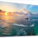 Large Ocean Sea Waves Sunset Canvas Wall Art Landscape Artwork Canvas Print Framed Picture Painting for Office Home Decor Bedroom Decor- 60x30inch