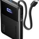 INIU 45W Power Bank, Slimmest 10000mAh Portable Charger with Built in USB-C Cable, Fast Charging USB C in&Out Battery Pack, Travel External Phone Charger for iPhone 17 16 15 Samsung S24 S23 Google etc