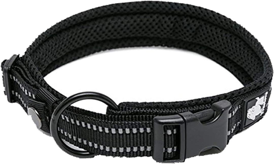 Truelove Dog Collar Reflective Premium Duraflex Buckle,High Grade Nylon Webbing No Choke Basic Collars TLC5011(Black,XL)