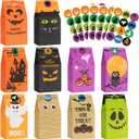 Halloween Treats Bags Party Favors 80 Pcs Kids Halloween Candy Bags for Trick or Treating + 84 Pcs Stickers, Mini Paper Gift Bags for Treats Snacks, Goodie Bags Party Supplies