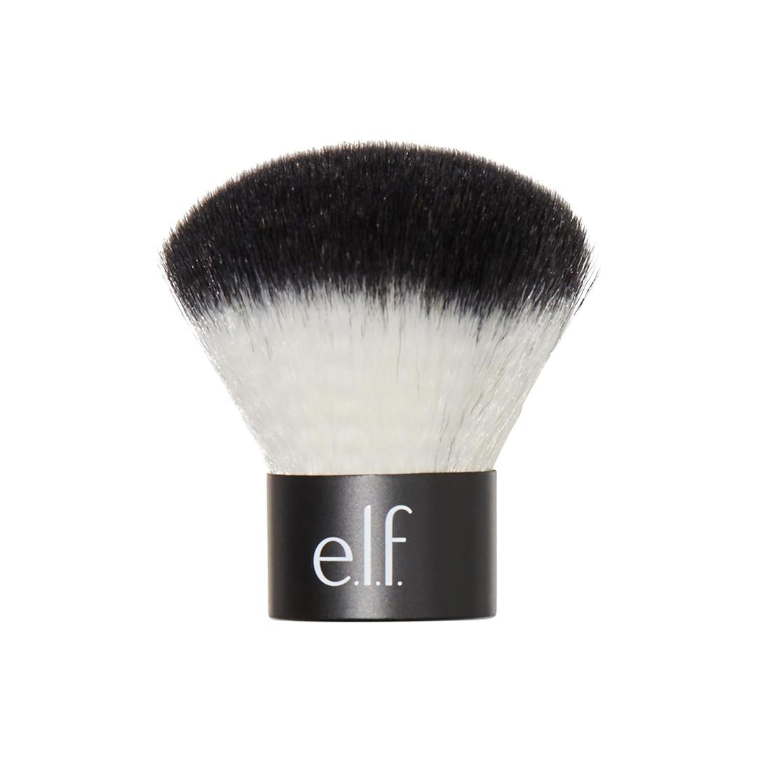 e.l.f. Kabuki Face Brush, Travel-Sized Makeup Brush For Precise & Controlled Application On-The-Go, Vegan & Cruelty-Free