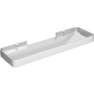 Danpoo 16-Inch Wall Shelf, Clear Tempered Glass with Matte Silver Aluminum Frame  Sleek Floating Bathroom Organizer