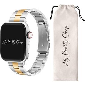 My Pretty Strap - Compatible Apple Watch Band Strap, Stainless Steel Fashion iWatch Replacement Strap- Easy Resizing, No Tool Needed, Fits Most Wrists- Series 1-11, SE and Ultra