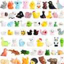 GliSun 60 Pcs Mini Resin Animals 60 Styles Tiny Animals Garden Decor Tiny Resin Miniature Figurines Bulk for Dollhouse Slime Charm Fairy Garden Hide Crafts Accessories