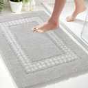 Gray Bathroom Rugs 20x31, Non Slip Washable Bath Mats,Super Soft Microfiber Bathroom Mats, Plush Fluffy Absorbent Bath Rugs for Sink Tub Basin Shower Floor (Grey)