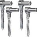 Zonon 4 Pcs Stainless Steel Gate Hinges for Farm Wooden Fences, 4-1/2'' One Piece Molding M16 Screw Eye Hook Hinge Bolts with Hole Dia 5/8 Adjustable Gate Sag (4.33 x 1.97 Inches)
