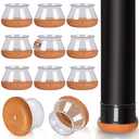 Chair Leg Floor Protectors Round Chair Leg Protectors for Hardwood Floors Silicone Caps Felt Furniture Pads Covers Anti-Scratch Reduce Noise 16 Pack Clear Round X-Large Fit 1-5/8" to 2" (40-50mm)