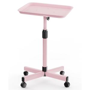 Back-Saving Salon Tray on Wheels, Adjustable Height (25-36inch) Rolling Cart for Hair Stylists, Tattoo Artists, Lash TechsSpa Clinic Home Salon Trolley (36inch-Pink, 12.316inch)
