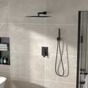 Shower System - 16 Inch Shower Faucet Set Black Shower Head And Handle Set Rainfall Wall Mounted Shower Fixtures Shower Valve And Trim Kit, Black #TLSH-814