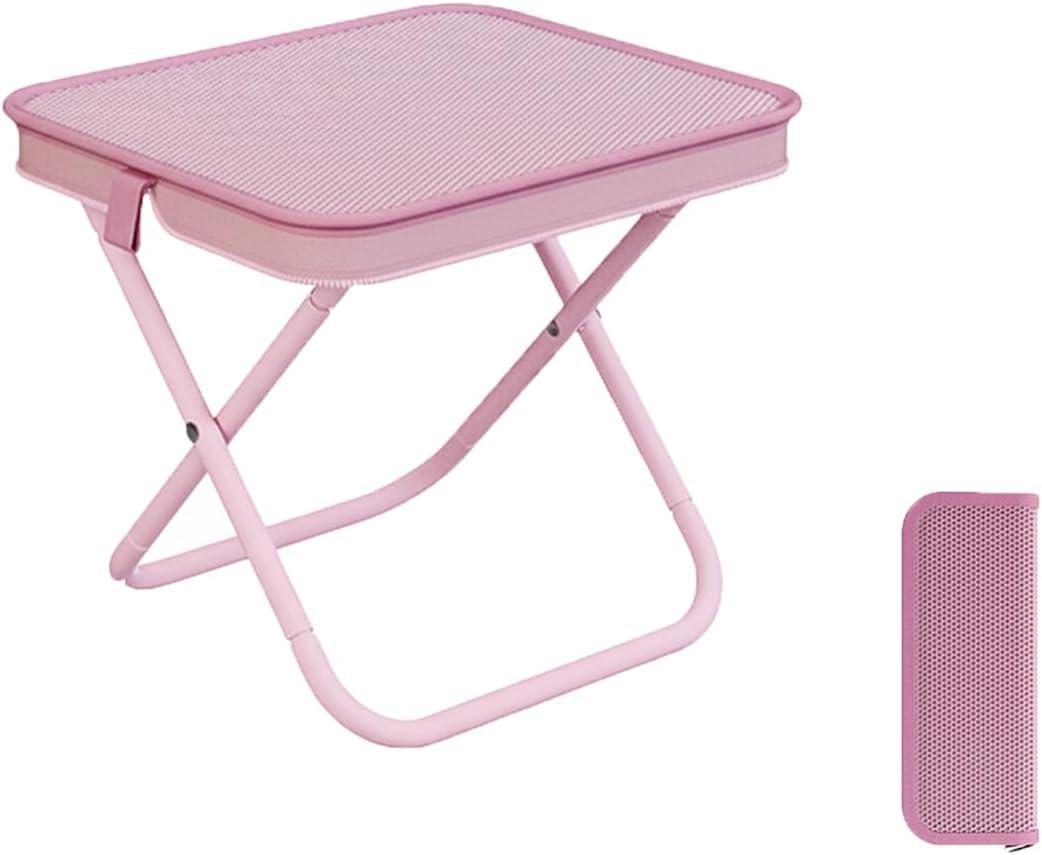 Small Collapsible Camping Stool Up to 132LB Folding Portable Fishing Stool Outdoor Activities Mini Pocket Chair for Camping, Hiking, Garden, Beach (Pink, S)