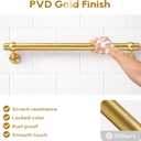 Stair Handrail Kit 4FT, Stainless Steel 304 Wall Mount Railing System, 1-11/16 Inch Pipe Secure Grab Hand Rail for Staircase Indoor House Decor Outdoor, Elegant Gold Finish- Golden