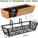 4 Pack 30 Inch Deck Railing Planter Box - Window Boxes Planters with Adjustable Brackets Coco Liners Balcony Planters Railing Hanging for Window Flower Boxes Outdoor Garden Decor