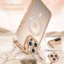 DOMAVER Desert Titanium for iPhone 16 Pro Max Case Glitter with 2X Screen Protector [Fit for MagSafe] Cute Girly Bling Diamond Phone Case Built-in Camera Lens Protector, Military Protection Cover