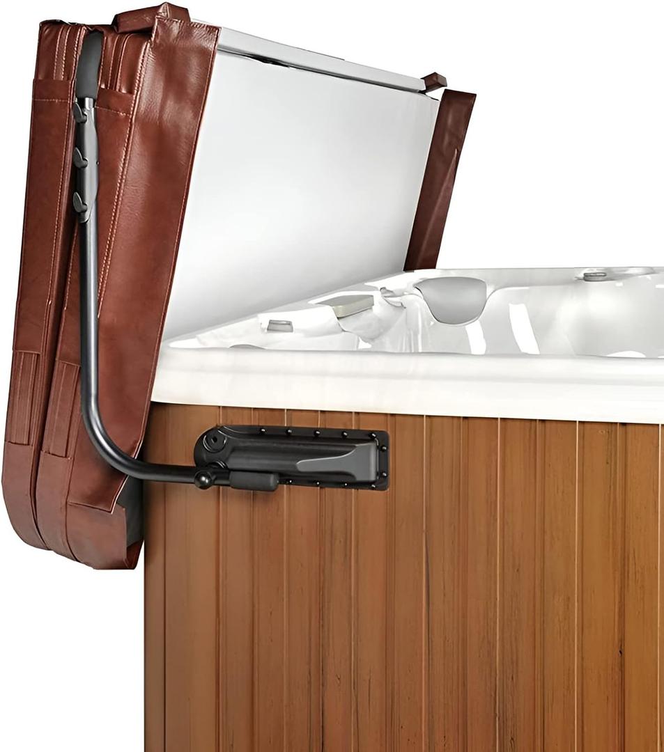 Spa Cover Lifts - Pivot Top Mount Spa & Hot Tub Cover Lift Removal System Reinforced Brackets with 3 Hook Towel Rack Fits Most Spas & Hot Tubs