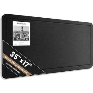 Large Bulletin Board, 60 X 36 Inches Felt Cork Board with 40 Pushpins, Foldable Felt Notice Pin Board Photo Display Board with Self-Adhesive Tape for Office Home School (Black, 35x17 inch)