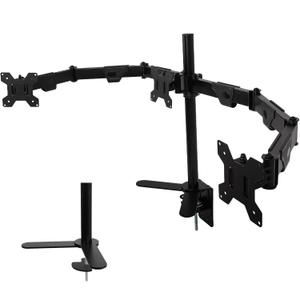 3 Monitor Desk Mount  Triple Monitor Stand Fits 17-32 Inch Screens (Max 19.8 lbs Each)  Adjustable Computer Stand  VESA Compatible  Clamp/Grommet Base  Perfect for Home & Office