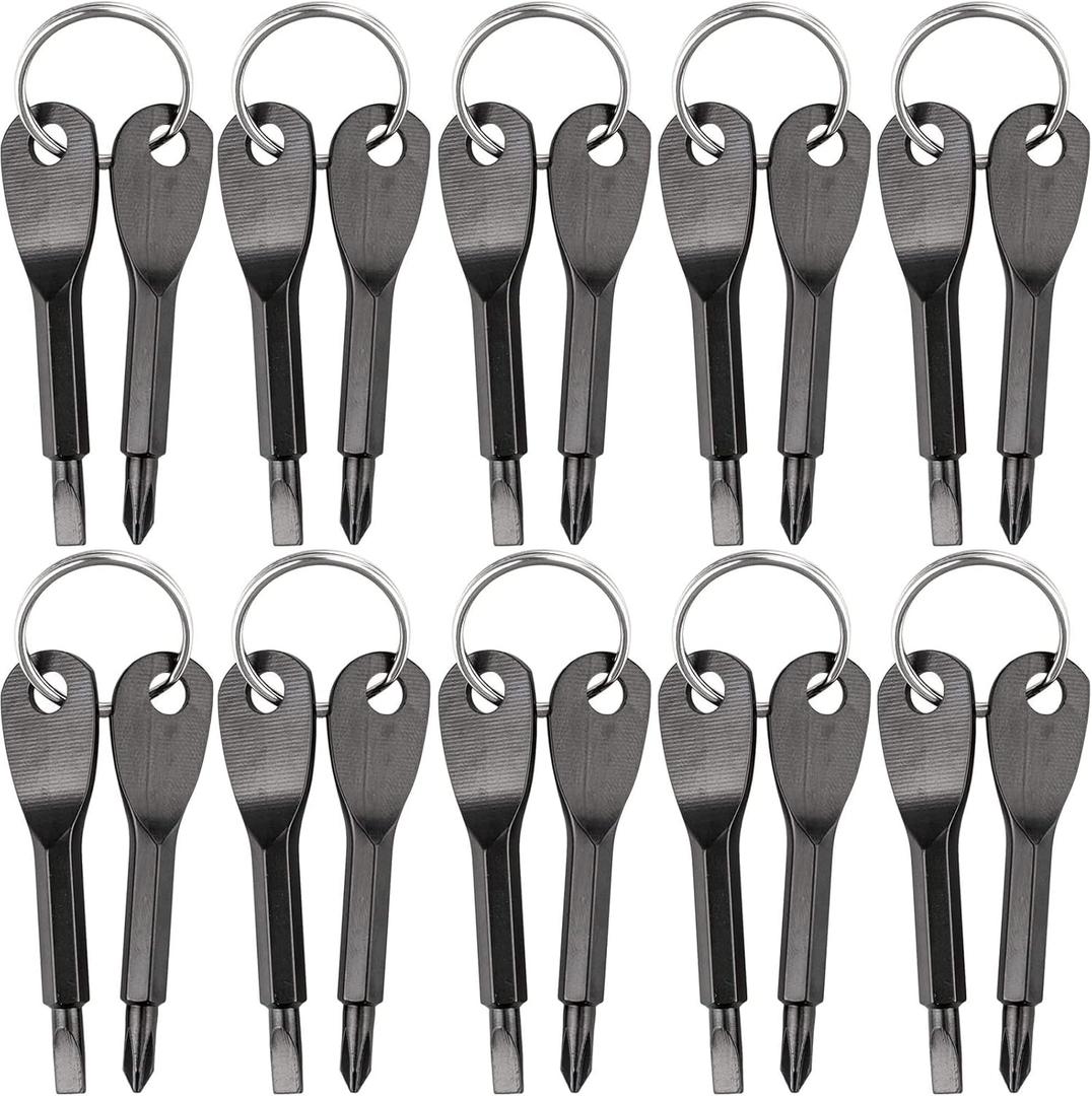 10PCS Pocket Keychain Screwdriver Tools Set, Outdoor Tool Gadgets Kit Travel Screwdriver Keychain with Key Ring for Dad Gift, Electrician, DIY