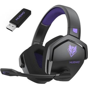 NUBWO G06 Dual Wireless Gaming Headset with Microphone for Ps5, Ps4, PC - 23ms Low Latency Audio - 100-Hour of Playtime - 50mm Drivers (Black-Purple)
