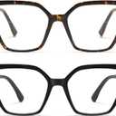 AMOMOMA Trendy Square Blue Light Blocking Reading Glasses for Women Women's Readers Spring Hinge AM6082