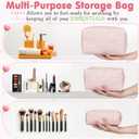 3 PCS Quilted Makeup Bag,Cute Floral Cotton Coquette Cosmetic Bag,Large Travel Toiletry Bag Makeup Brushes Storage Organizer for Women-Pink Floral