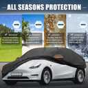 X AUTOHAUX Car Cover for Tesla Model Y 2020-2025 210D-PU Outdoor Full Car Cover All Weather with Door Zipper for Waterproof Windproof Sun Rain Snow Protection