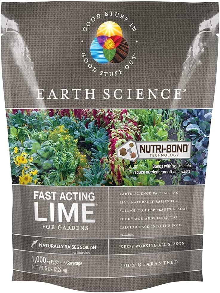 Earth Science Fast Acting Lime5lb Instantly Raise pH of Soil & Reduce Nutrient Runoff for Improved Growth & Color - Long Lasting Lawn Care with Calcium