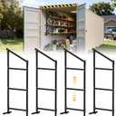 Shipping Container Shelf Brackets, Bracket Adjustable Heavy Duty Steel Cargo Shipping Container Shelves, 3-Tier Power Coated Shipping Container for Organization, Universal 58"H x 23"W, 4 Pack, Black