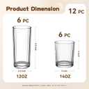 12PCS Ribbed Drinking Glasses - 6 Highball Glasses 8oz， 6 Rocks Glass Cups 11oz， Ribbed Cocktail Glasses, Ideal for Wine, Whiskey, Ice Coffee Cup, Water, Juics, Beer, Mixed Drinkware