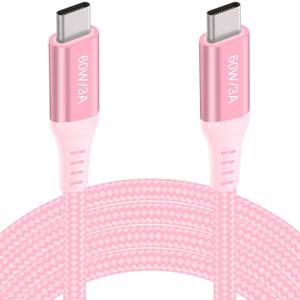 Grtoeud 30FT USB-C to USB-C Cable 60W, Extra Long USB Type-C to Type-C Cable 2.0,USB C Charger Cable(No Data) for iPhone 16/16 Pro/16 Plus/16 Pro Max,MacBook Pro,iPad Air 5th,GalaxyS24 S23 S22, Moto (Pink)