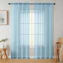 Sheer Curtains 84 Inches Long 2 Panels Set for Bedroom Living Room, Soft Airy Light Filtering Modern Solid Rod Pocket Drapes Window Treatments, Sky Blue, Each 42" W x 84" L