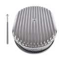 TEKKOAUTO 12" Oval Full Finned Air Cleaner Polished Aluminum Replacement for 5-1/8” Carburetors