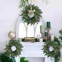 4 Pcs Artificial Green Olive Wreaths Greenery Wreath with Olive Leaves Mini Green Kitchen Cabinet Wreaths Swag Spring Summer Wreath for Front Door Porch Wall Window Farmhouse Wedding Decoration