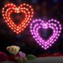 ILLUMINEW 2 Pack Valentine's Day Heart Window Lights, 8 Lighting Modes, 12 Inch LED Hanging Iron Frame Decor for Wedding Holiday Indoor Outdoor Party (2PCS-Red&Pink)