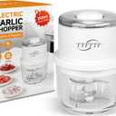 Electric Garlic Chopper, 350ML Glass Bowl Mini Food Processor, Portable Veggie Chopper Onion Garlic Grinder, Wireless Blender for Ginger, Chili, Fruit, Meat