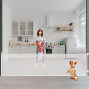 Retractable Baby Gate for Stairs, Double Lock System, 190 x 42 Inches, Extra Long, Durable, Multi-Use, Indoor/Outdoor Safety Gate for Kids and Dogs, Ideal for Doorways and Hallways (White)