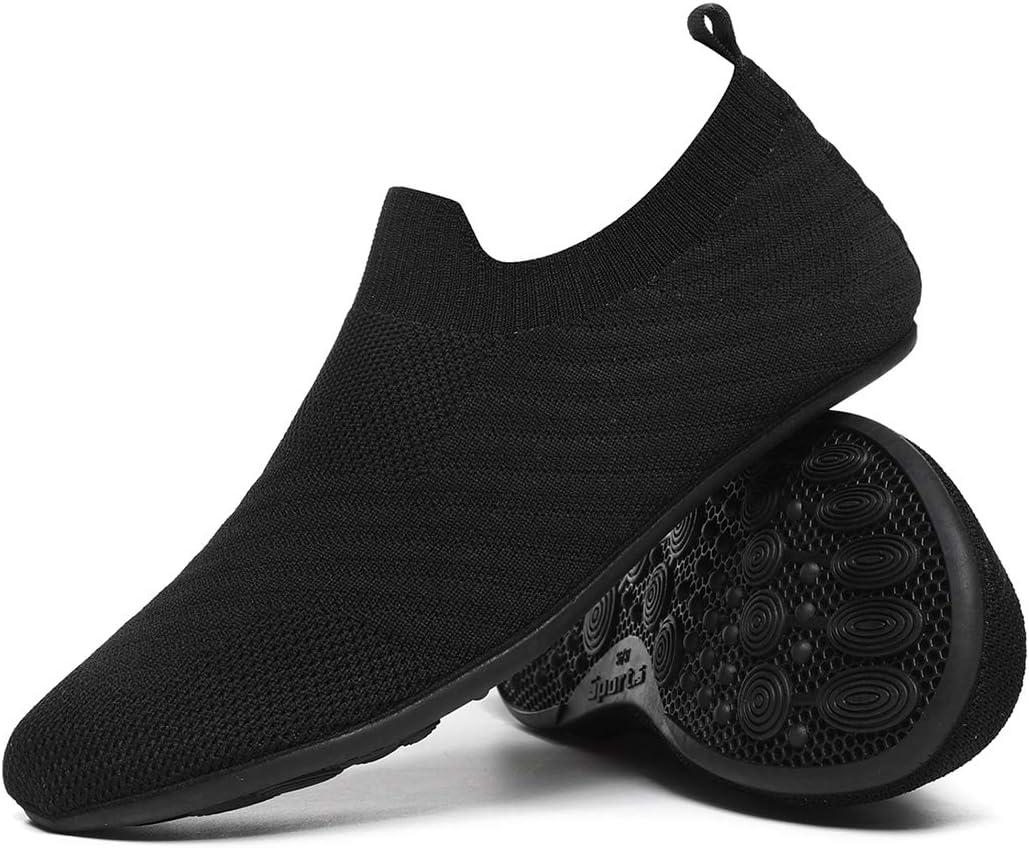QZKDM Lightweight Slip on Grip Indoor House Slippers Barefoot Non Slip Home Exercise Yoga Shoes for Men Women (Black)