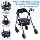 Ambliss Rollator Walker with Seat for Seniors,Lightweight Foldable Rolling Walker with 4 Large 8" Wheel,Adjustable Handle Height & Seat Height,Backrest,300 lbs Capacity, Storage Basket & Cup Holder
