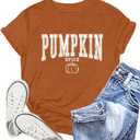 Thanksgiving Day Shirt for Women Gobble Turkey Tshirt Thanksgiving Tee Tops (Large, Brown1-pumpkin)