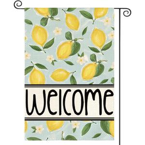 5 x AVOIN colorlife Welcome Summer Lemon Garden Flag 12x18 Inch | Double Sided, Weather & Fade Resistant, Yard Outdoor Decoration, for Outside
