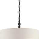 20" Linen Drum Fabric Modern Country Farmhouse Pendant Light