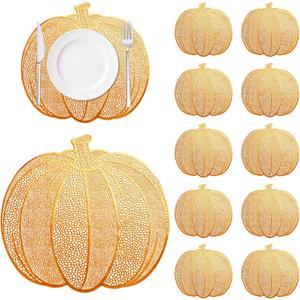 Pumpkin Placemats Set of 12, Orange Harvest Placemats Fall Thanksgiving Placemat Table Mats for Thanksgiving,Halloween and Party Table Decorations 15x15inch
