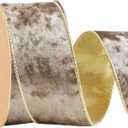 LaRibbons Brown Velvet Ribbon Wired, Luxury Christmas Ribbon for Gift Wrapping, Tree, Wreath Bows, Outdoor and Holiday Decor  2.5 Inch x 10 Yards (Camel)