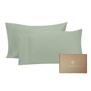 BIOWEAVES 100% Organic Cotton Pillow Cases 300 Thread Count Soft Sateen Weave GOTS Certified – Standard/Queen Size, Set of 2, Glacier Gray