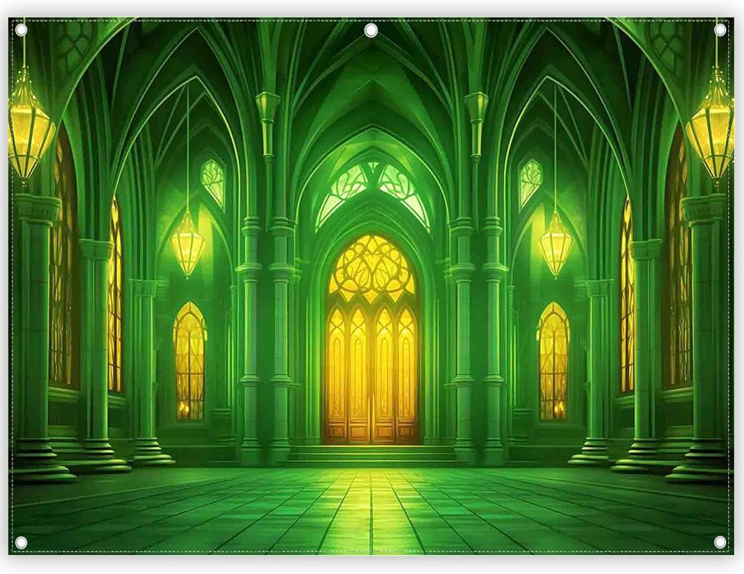Polyester 8x6ft Green Castle Backdrop Fairytale Movie Photography Background Wonderland Birthday Kids Party Decorations Photo Booth Props